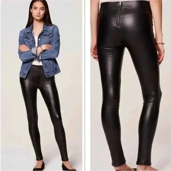 LOFT New Faux Leather Bi Stretch Leggings Black Size 8 Medium - Picture 3 of 14